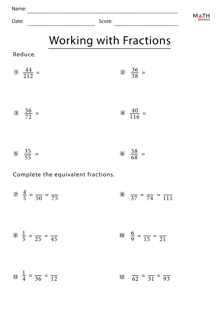 Fractions Worksheets Grade Math Monks FractionsWorksheets Net