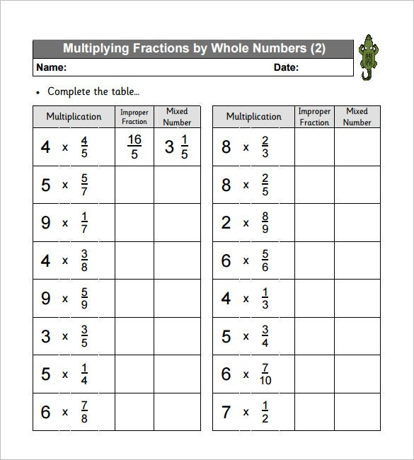 10 Multiplying Fractions Worksheet Templates PDF Free Premium 