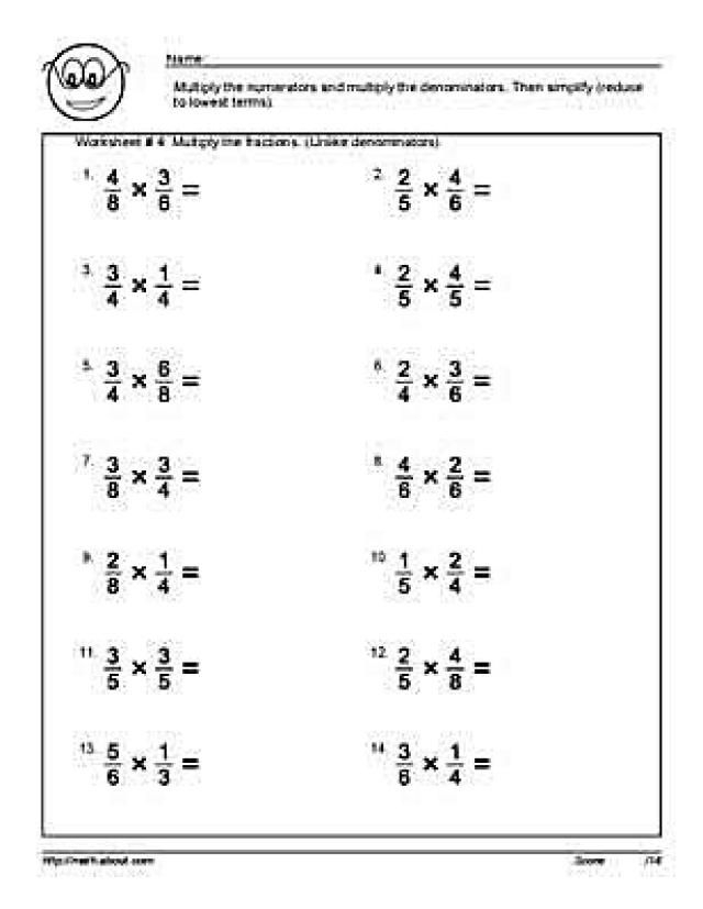 10 Worksheets On Multiplying Fractions With Common Denominators