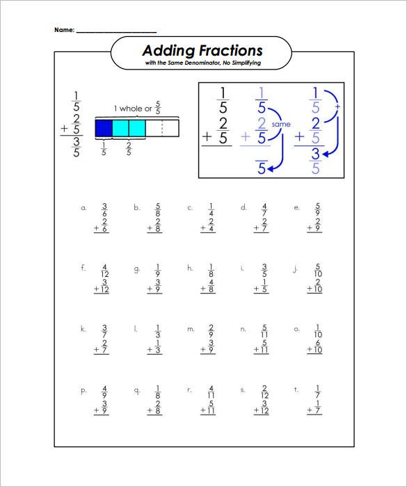 15 Adding And Subtracting Fractions Worksheets Free PDF Documents 