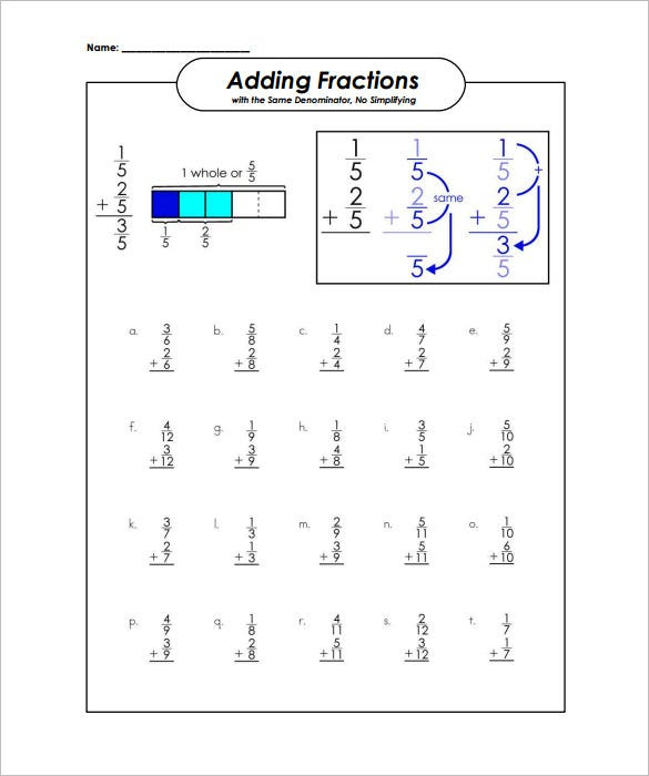 15 Adding And Subtracting Fractions Worksheets Free PDF Documents