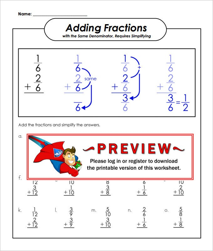 23 Sample Adding Fractions Worksheet Templates Free PDF Word 