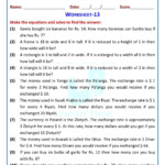 3 Inequality Word Problems Worksheet 7th Grade Single Variable