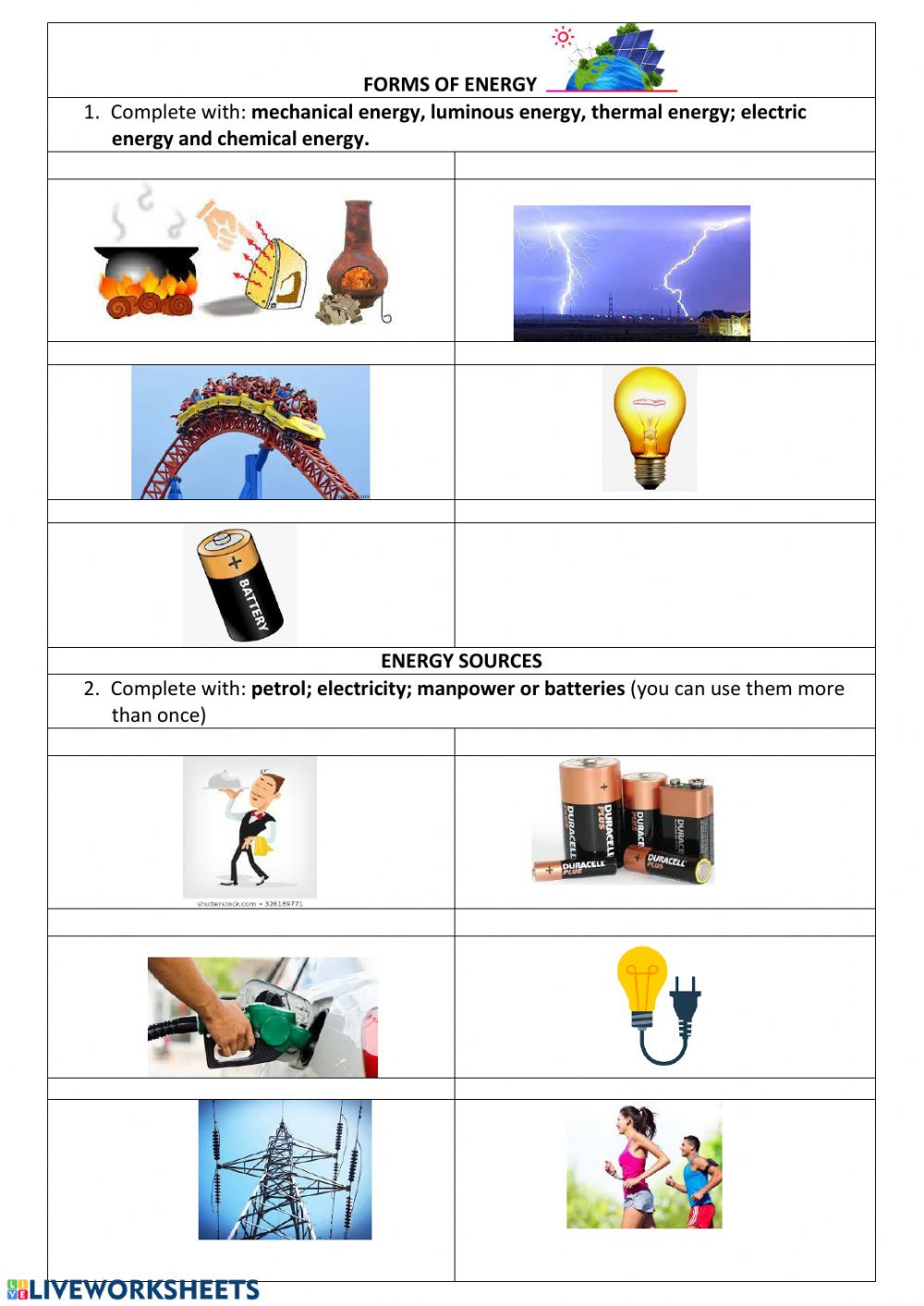 30 Types Of Energy Worksheet Education Template