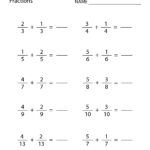 4th Grade Adding Subtracting Fractions Practice