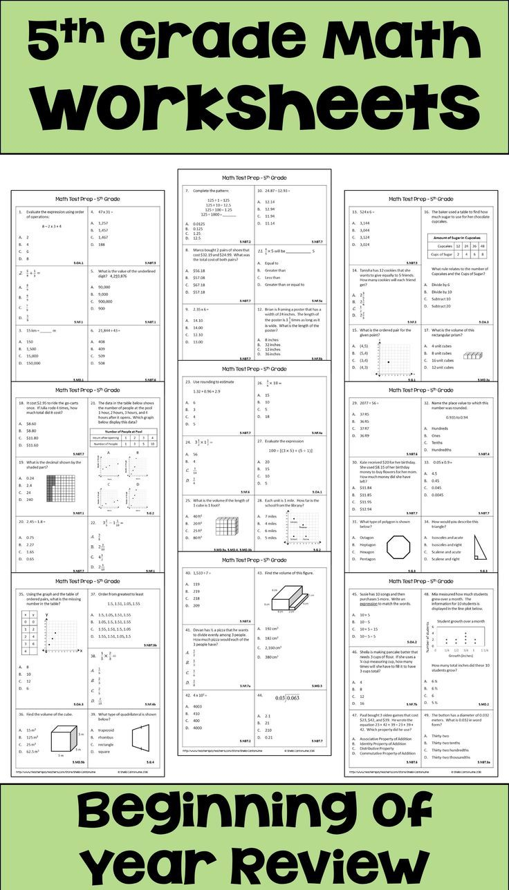 5th Grade Math Review And Test Prep Worksheets Digital And Printable