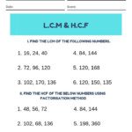 5th grade math worksheet on LCM HCF Matem ticas De Quinto Curso