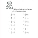 7 Adding And Subtracting Fractions With Unlike Denominators Worksheets