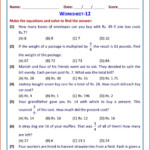 7th Grade Linear Equations Word Problems Worksheet Worksheet Resume