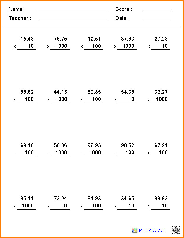 Adding 10ths And 100ths Fractions Worksheets Worksheets Key