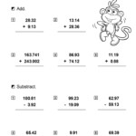 Adding And Subtracting Decimals Worksheets Math Monks