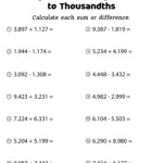 Adding And Subtracting Decimals Worksheets Math Monks