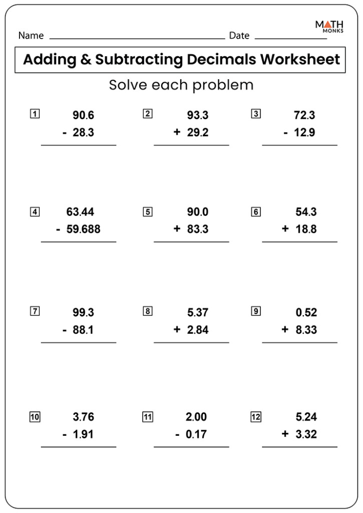 Adding Subtracting Fractions Practice Worksheets - FractionsWorksheets.net