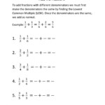 Adding And Subtracting Fractions With Unlike Denominators Worksheet