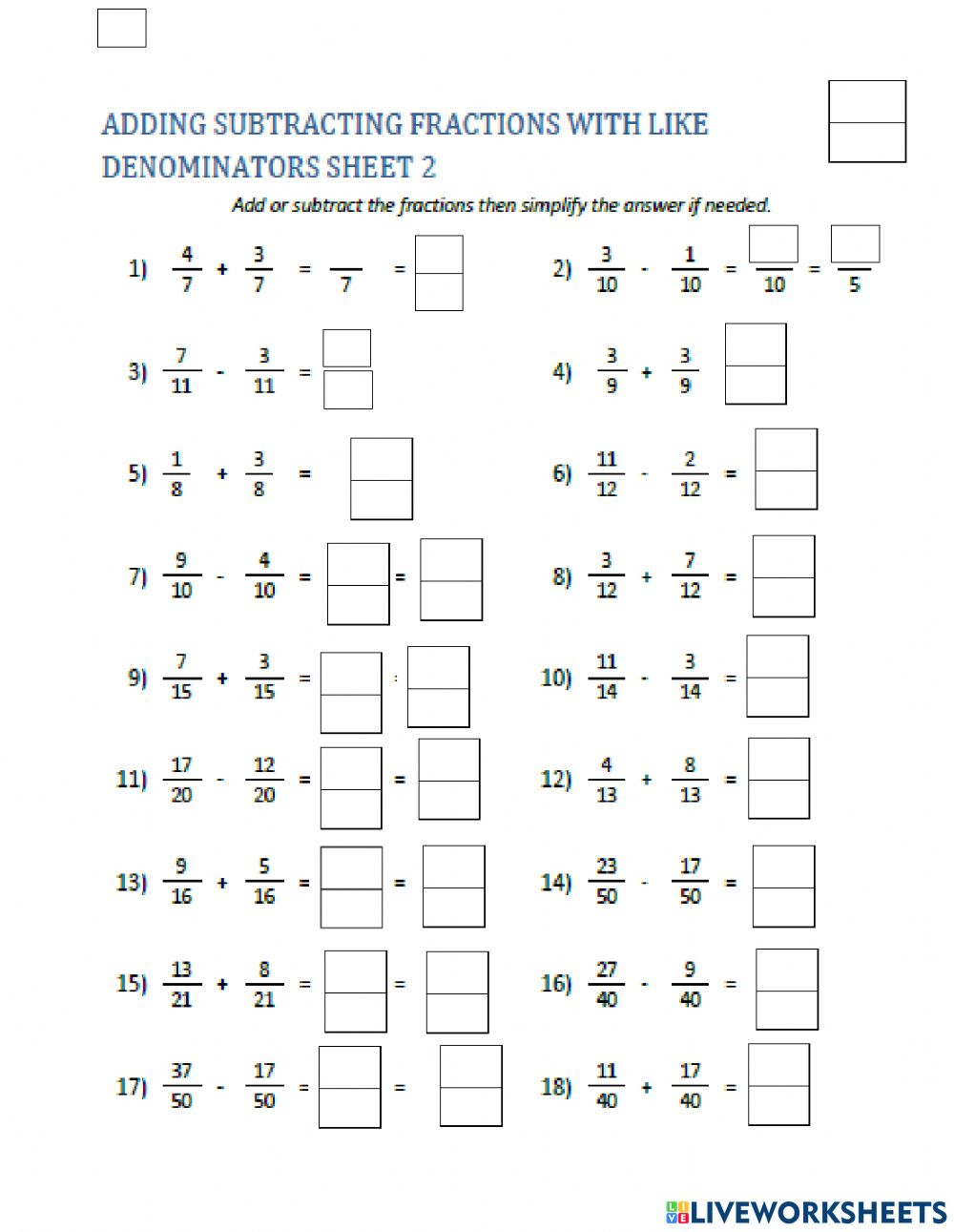 Adding And Subtracting Fractions Worksheets Pdf WorkSheets For Kids ...