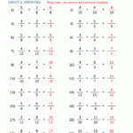 Adding Fractions With Like Denominators Sheet 2 Answers 3rd Grade