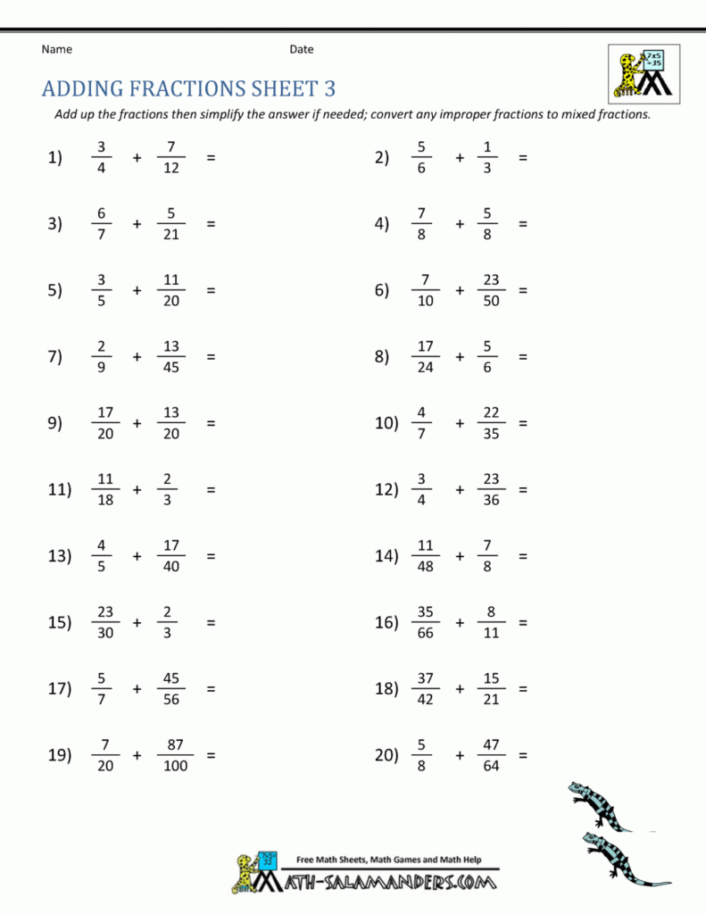 Adding Fractions Worksheet Pdf Word Worksheet