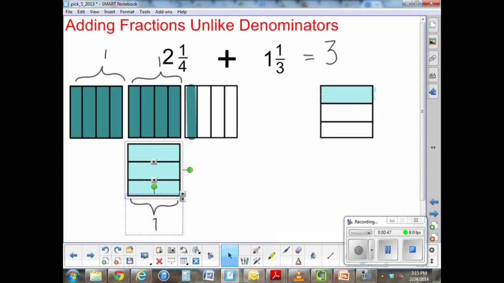 Adding Mixed Numbers With Unlike Denominators W Area Models YouTube