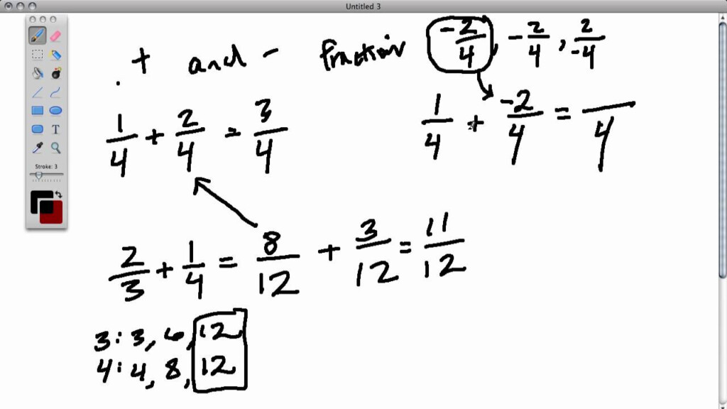 Adding Positive And Negative Fractions YouTube