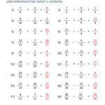 Adding Subtracting Fractions With Like Denominators Sheet 2 Answers In