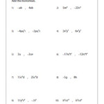 Adding Two Monomials Multivariable Word Problem Worksheets Pre