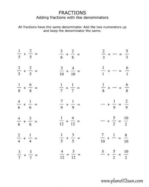 Addition Fraction Worksheets 4th Grade - FractionsWorksheets.net