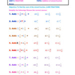 Addition Of Mixed Fraction Worksheet