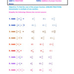 Addition Of Proper Fraction Worksheet