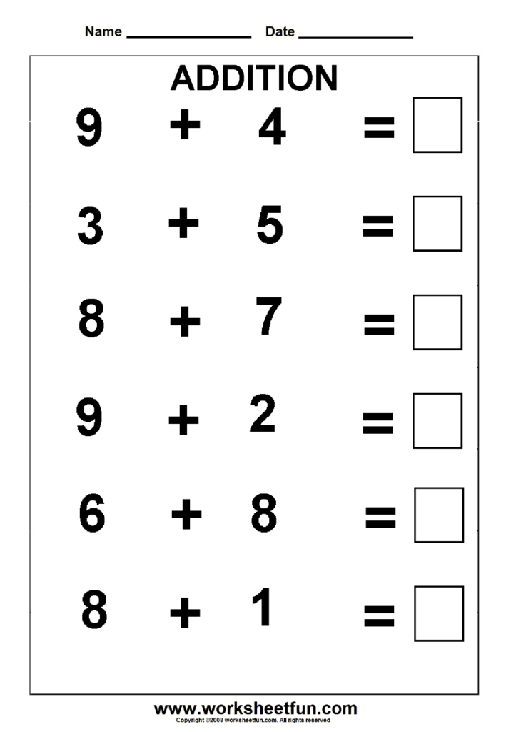 Beginner Addition 5 Kindergarten Addition Worksheets FREE Printable 