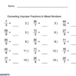 Changing Improper Fractions To Mixed Numbers Worksheet Improper