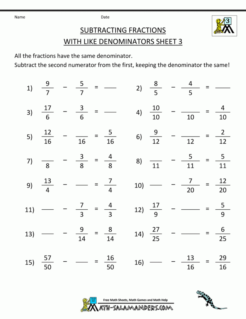 Class 7 7th Grade Fractions Worksheets Grade 7 Thekidsworksheet