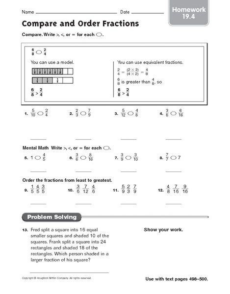 Compare And Order Fractions Decimals And Percents Worksheets Pdf