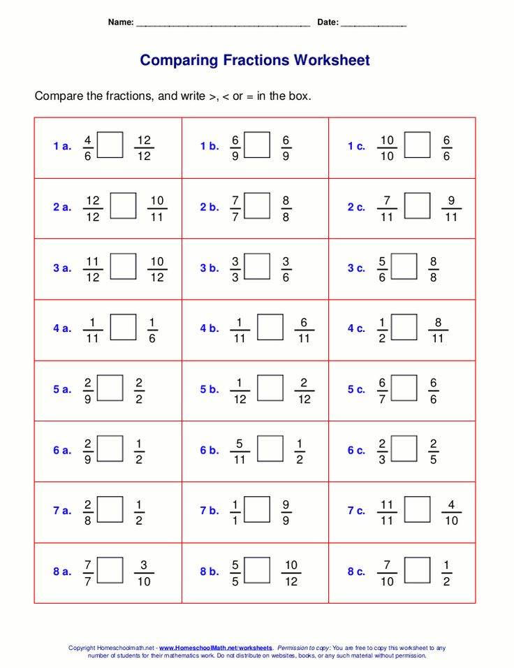 Comparing Fractions Worksheet Pdf Fractions Worksheets Comparing 