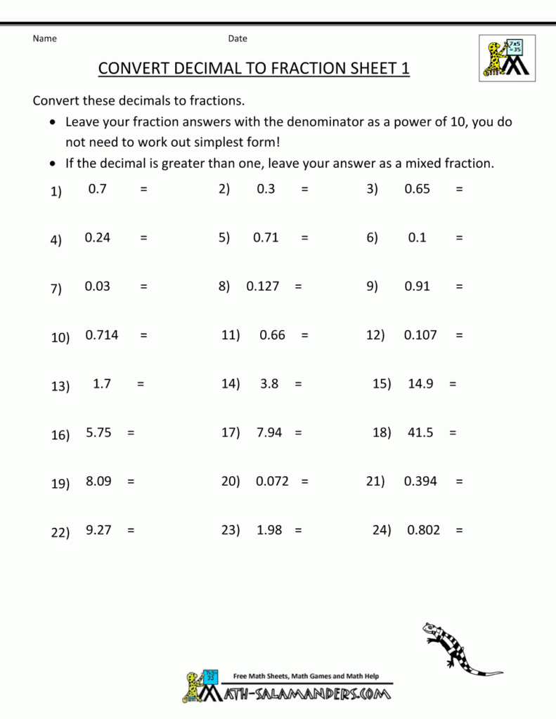 Convert Decimal To Fraction