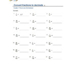 Convert Fractions To Decimals Interactive Worksheet