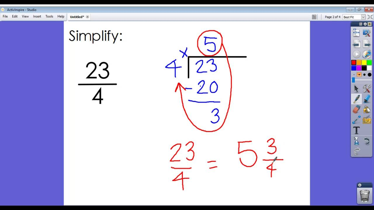 Converting Improper Fractions To Mixed Numbers YouTube