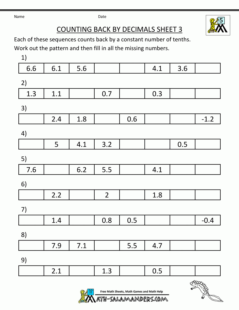 Counting By Decimals