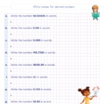 Decimals Worksheets For Grade 5 With Answers Understanding Of The