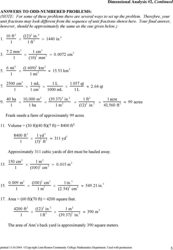 Dimensional Analysis Worksheet Chemistry Dimensional Analysis 2 Pdf 