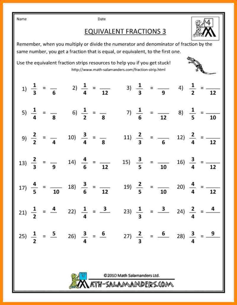 Pearson 11-8 Grade 4 Math Fractions Worksheets - FractionsWorksheets.net