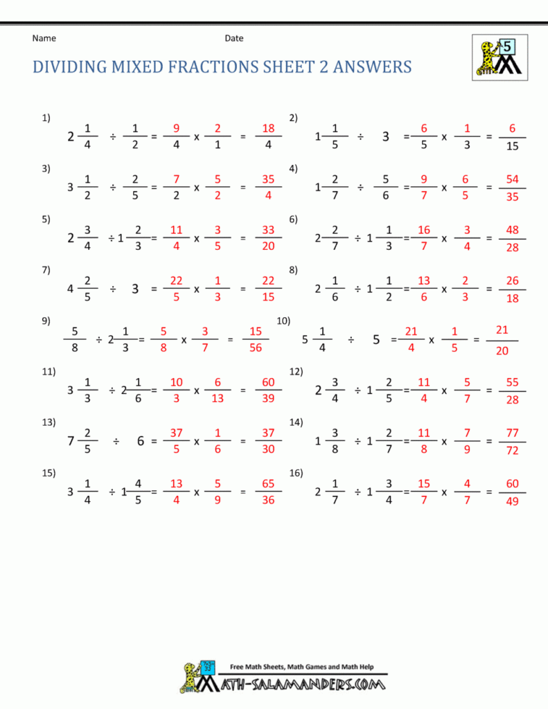 Dividing Mixed Fractions