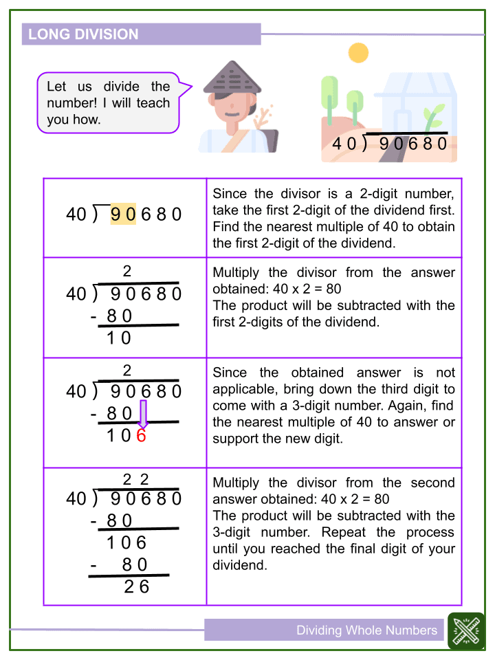 Dividing Whole Numbers 6th Grade Math Worksheets