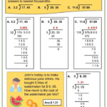 Dividing Whole Numbers And Decimals Tenths To Thousandths 5th Grade