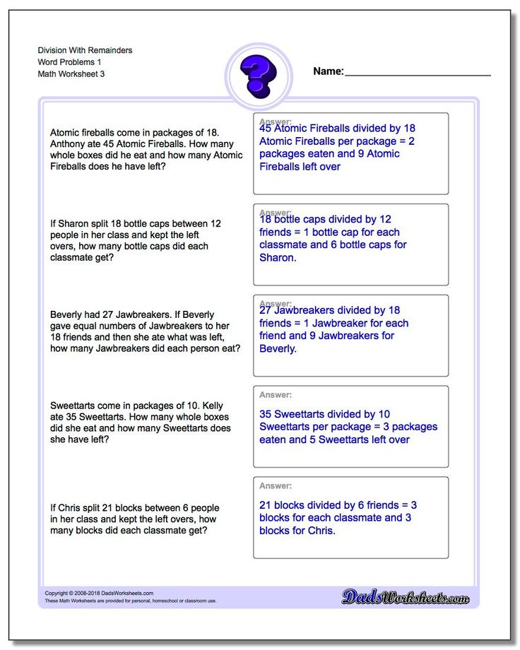 Division Worksheet With Remainders Word Problems Worksheet 1 