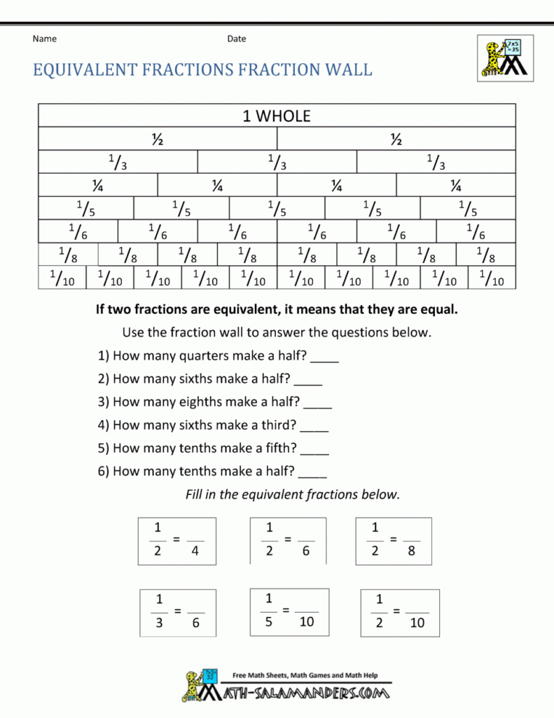 Equivalent Fractions Worksheet