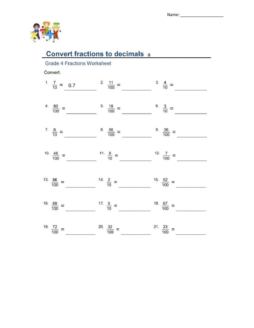 Equivalent Fractions Worksheet Grade 5 Answer Key