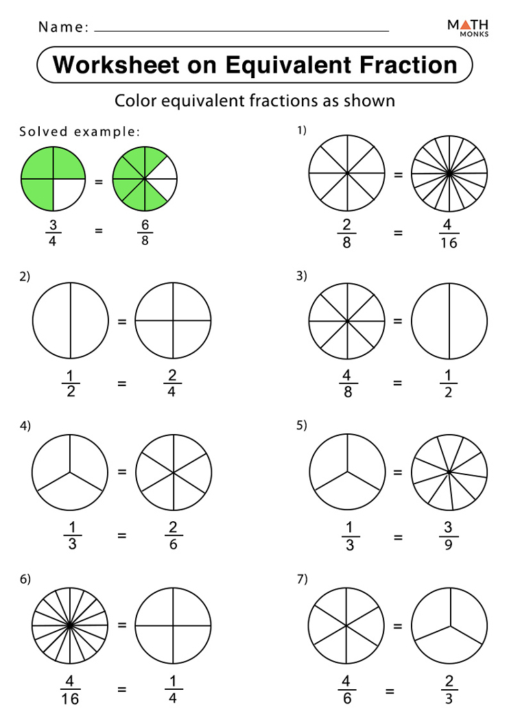 Equivalent Fractions Worksheets Math Monks