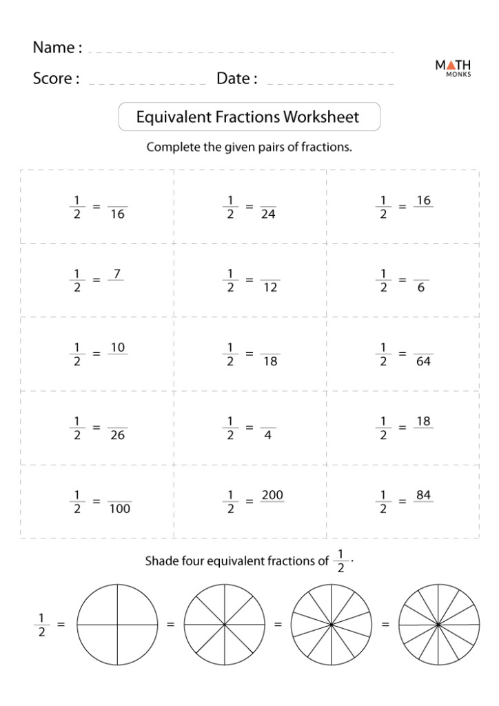 Equivalent Fractions Worksheets Math Monks