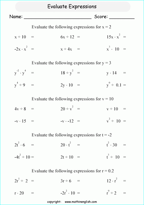 Evaluate These Expressions Given The Values Of The Variables This 