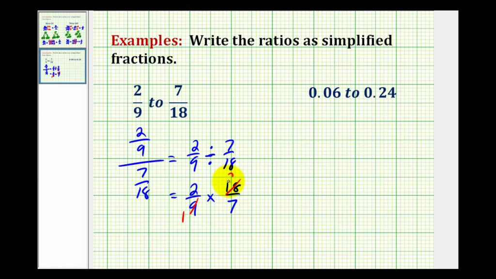 Examples Write A Ratio As A Simplified Fractions Involving Decimals 